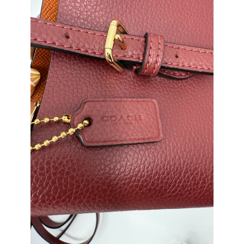 Coach Burgundy Tote Bag with Gold Accents - Picture 10 of 16
